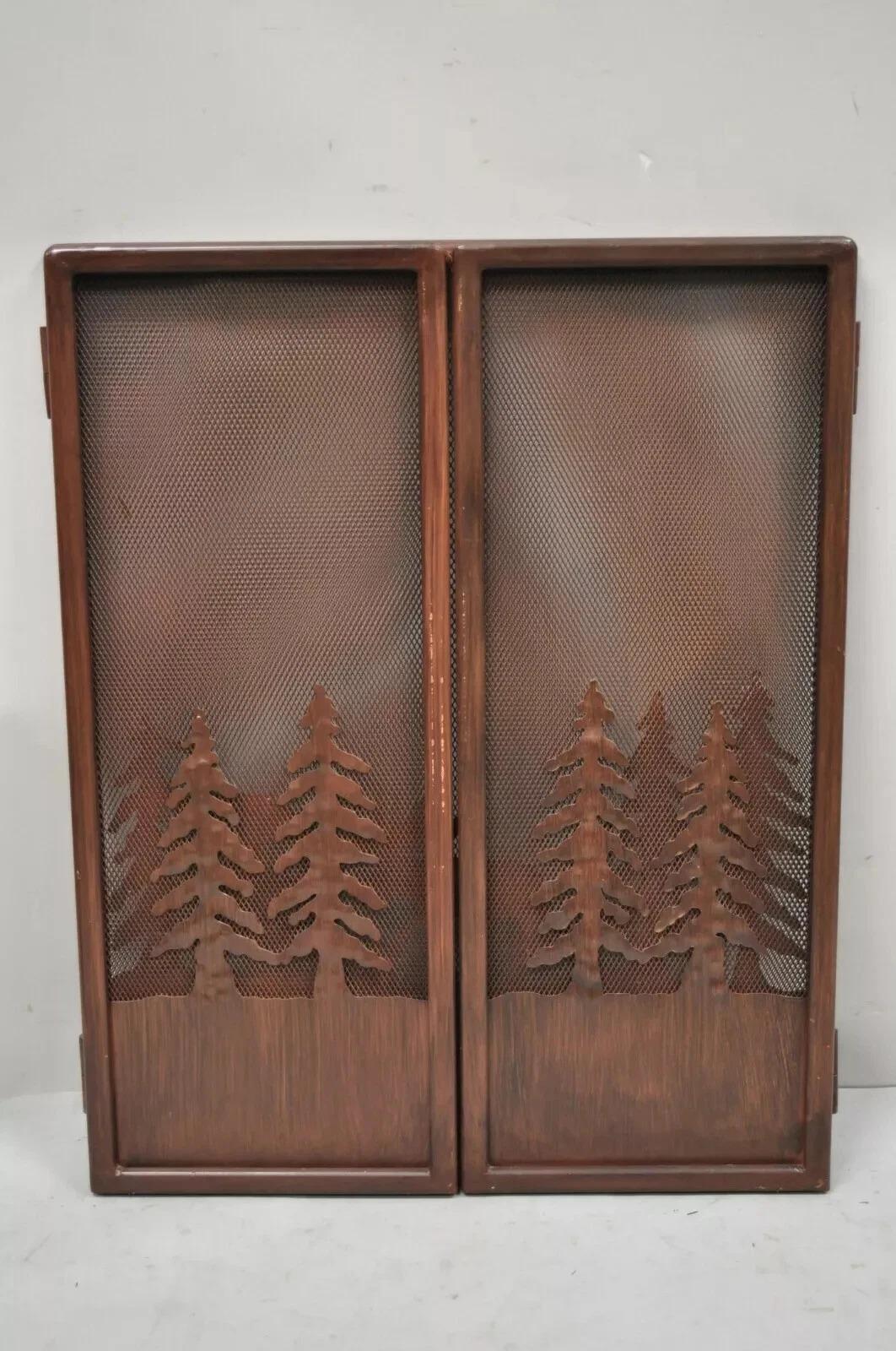 Nature Moose Wilderness Log Cabin Rustic Iron Metal Folding Fireplace Screen For Sale 4