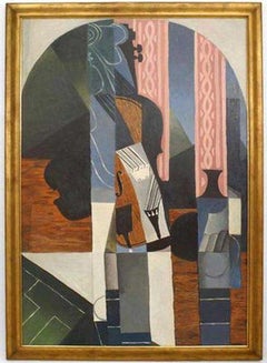 Nature Morte, 1913 Cubist Still Life Painting, Antique, 56x40 Inches