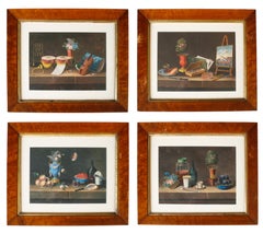 "Nature Morte" a Set of 4 Hand Colored Prints by Paul Lelong, French, 1799-1846