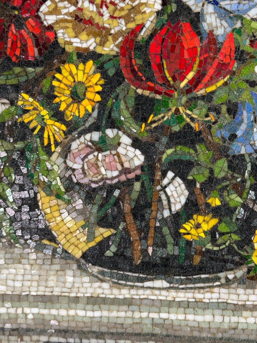 20th Century Nature Morte Au Bouquet, Glass Mosaic, Monogrammed CH, About 1980 For Sale