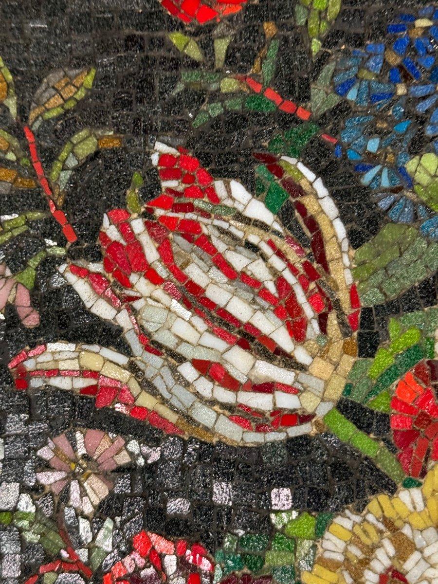 Nature Morte Au Bouquet, Glass Mosaic, Monogrammed CH, About 1980 For Sale 2