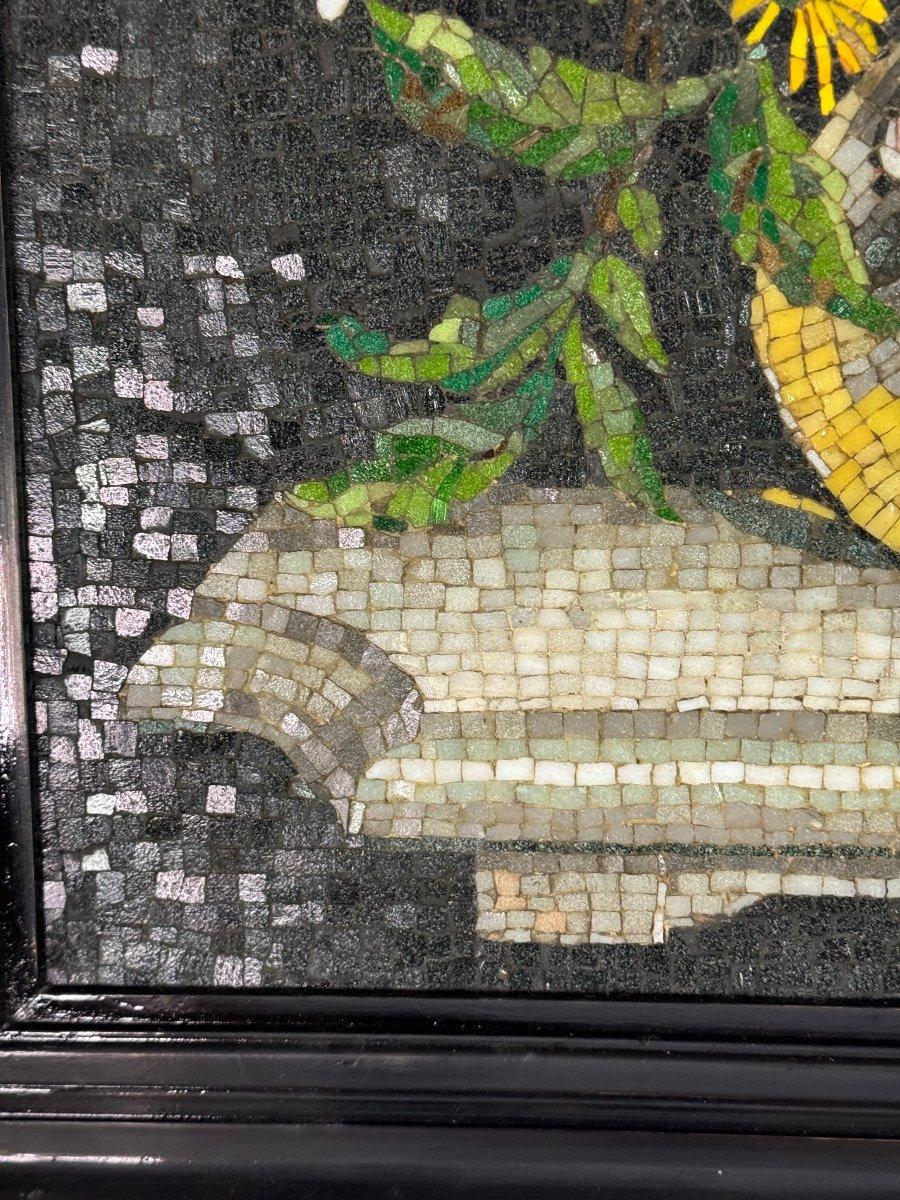 Nature Morte Au Bouquet, Glass Mosaic, Monogrammed CH, About 1980 For Sale 3
