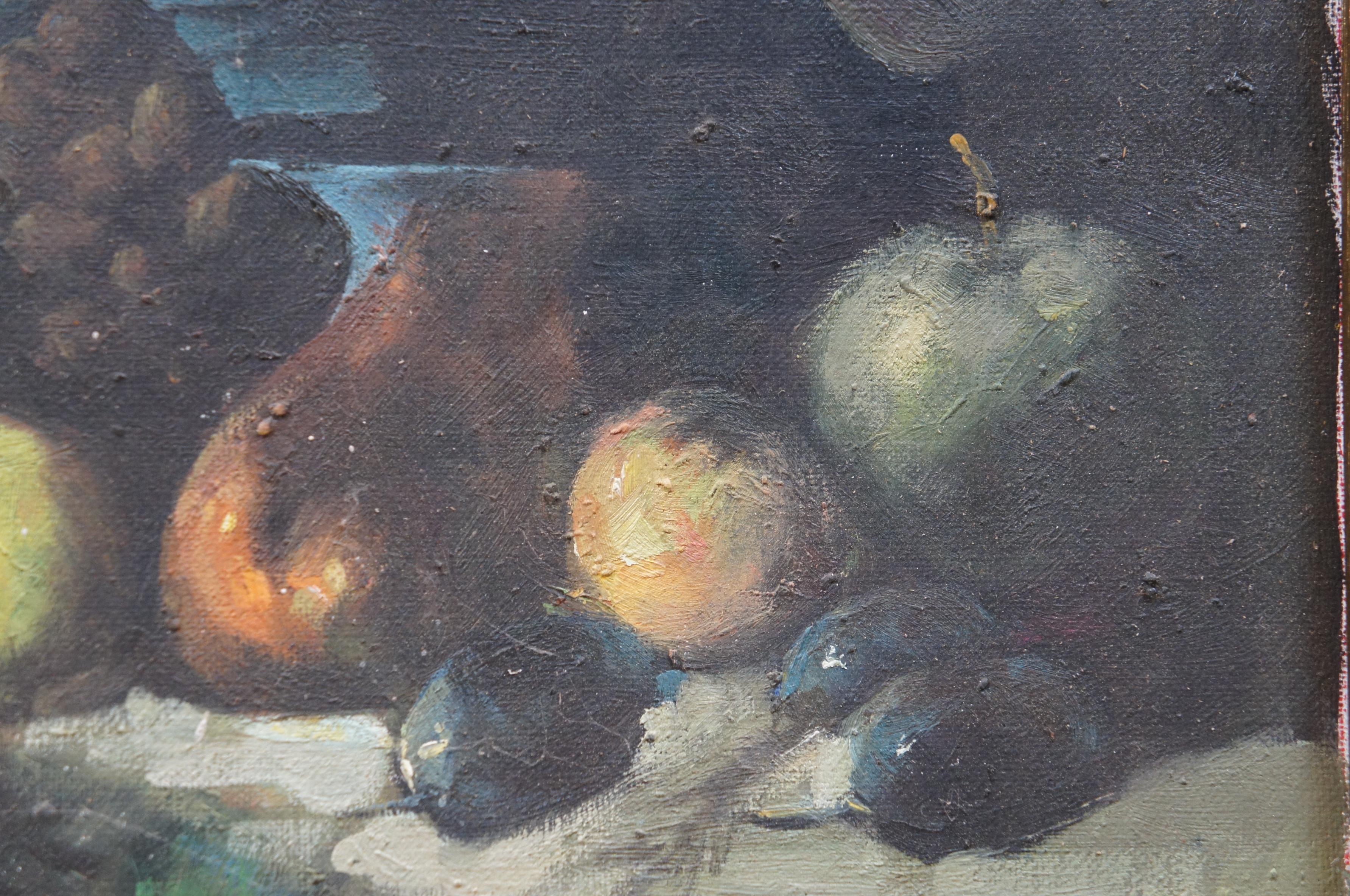 Nature Morte Aux Fruits & Flowers Still Life Oil Painting After Eugene Vidal 38