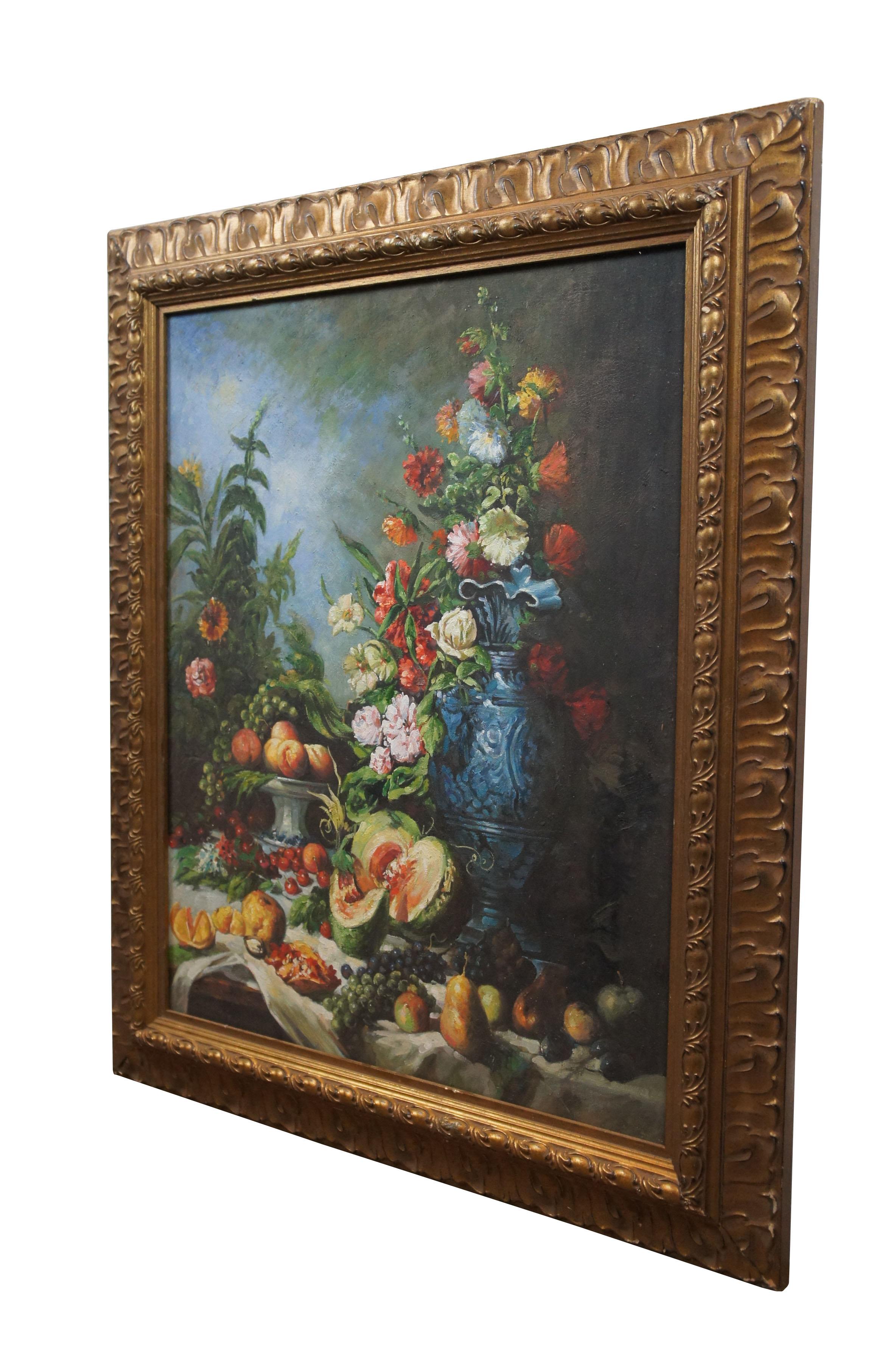 Nature Morte Aux Fruits & Flowers Still Life Oil Painting After Eugene Vidal 38