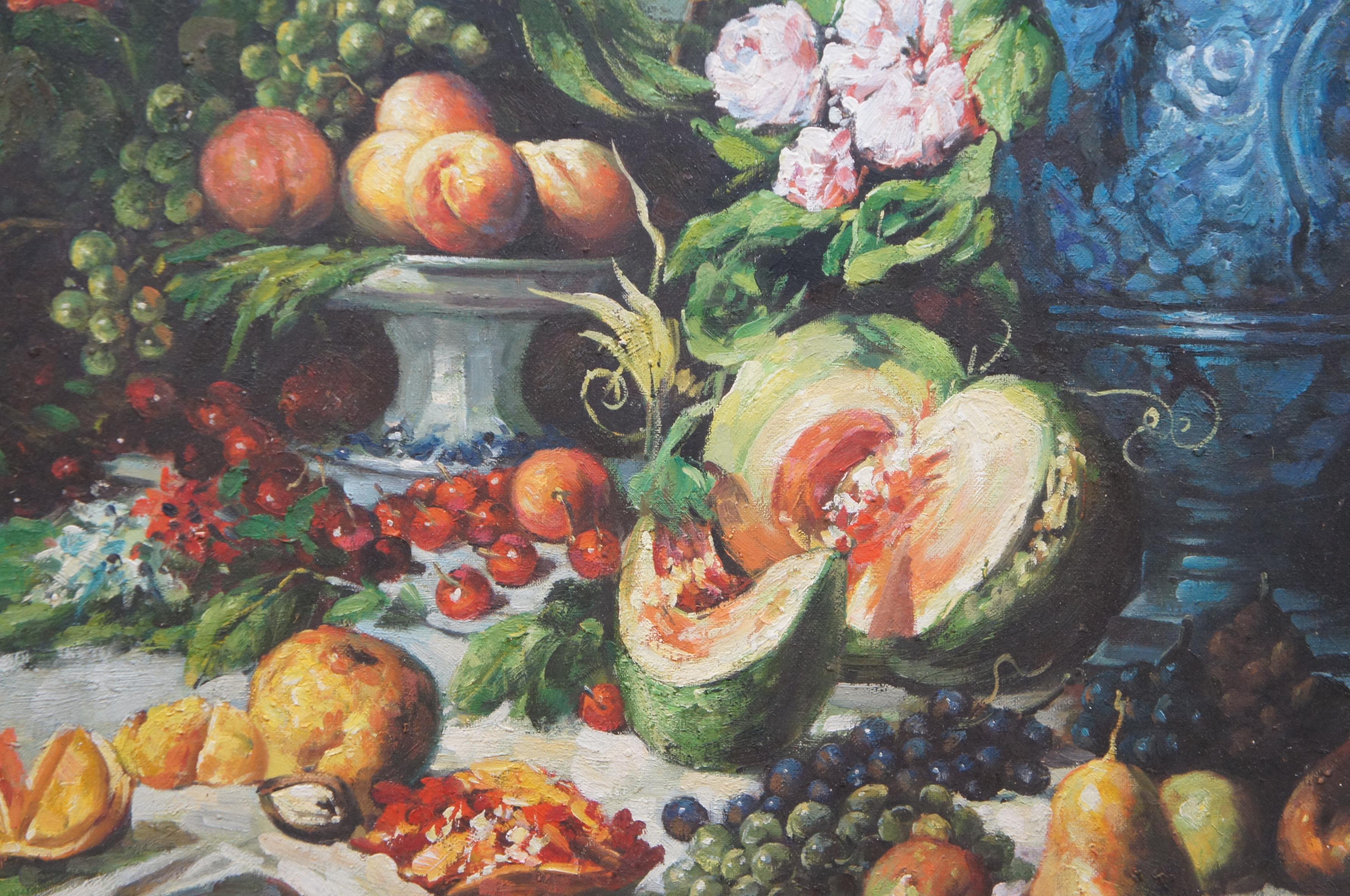 Nature Morte Aux Fruits & Flowers Still Life Oil Painting After Eugene Vidal 38
