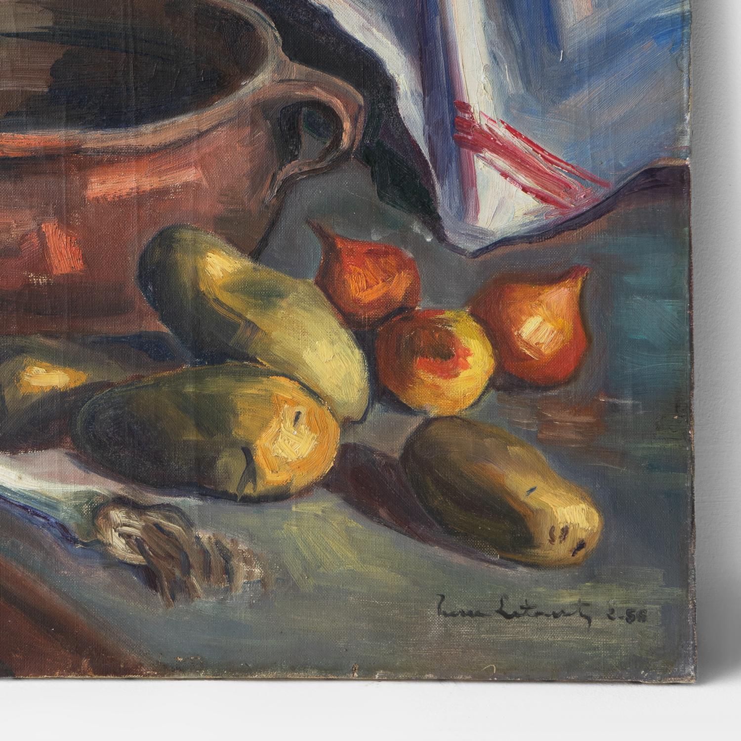 Rustico Natura morta originale francese d'epoca, 'Nature Morte D'Hiver' 1950s in vendita