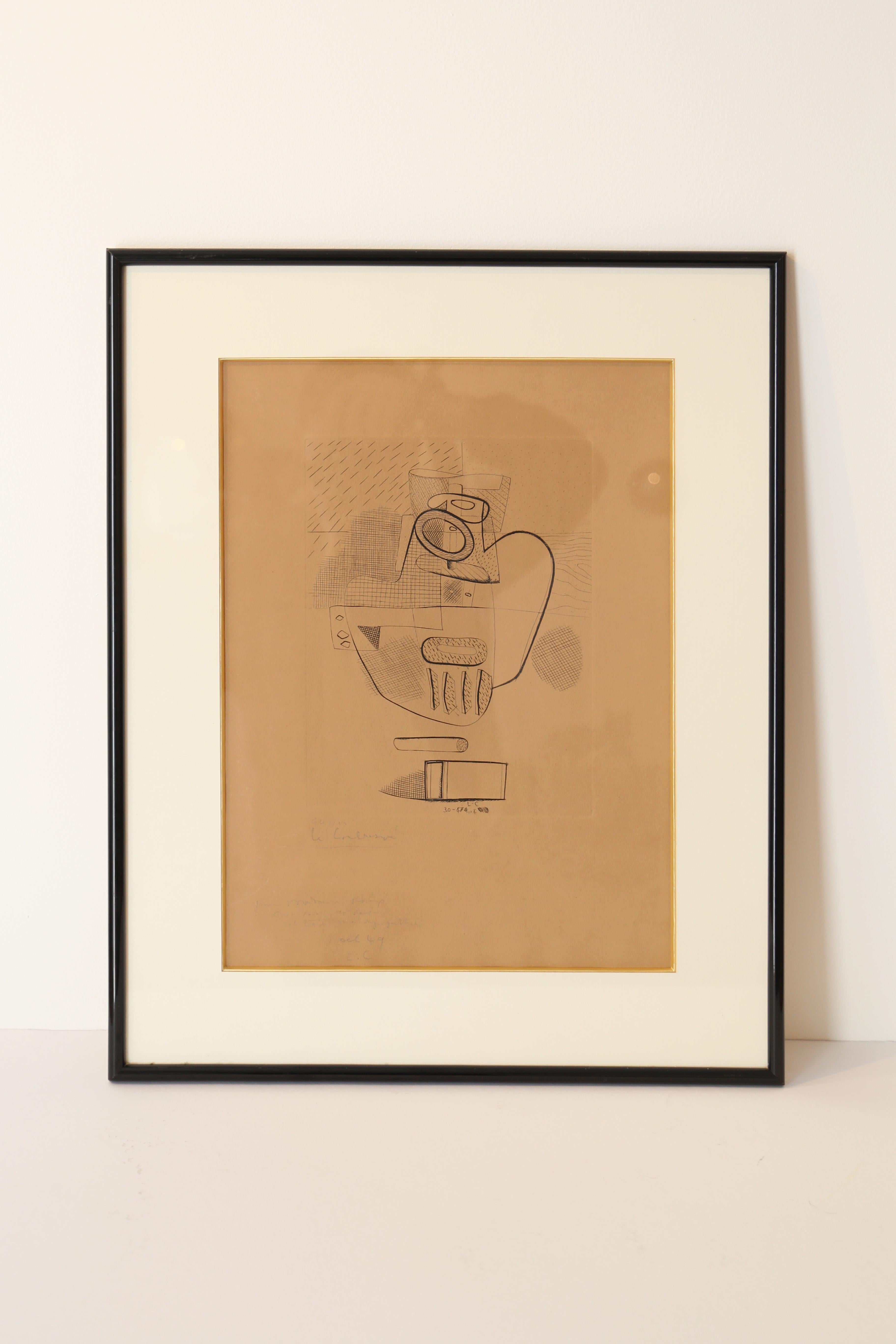 Etched 'Nature Morte' engraving by Le Corbusier