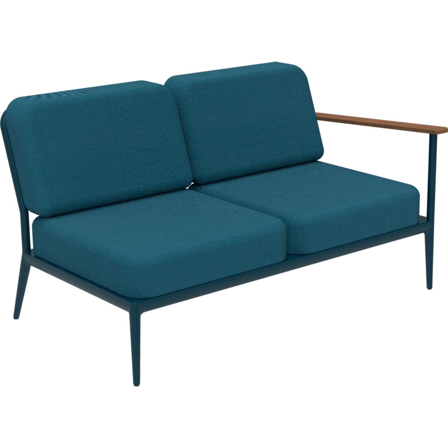 Nature navy double left modular sofa by MOWEE
Dimensions: D85 x W144 x H81 cm (seat height 42 cm).
Material: Aluminum, upholstery and Iroko Wood.
Weight: 29 kg.
Also available in different colors and finishes.

An unmistakable collection for