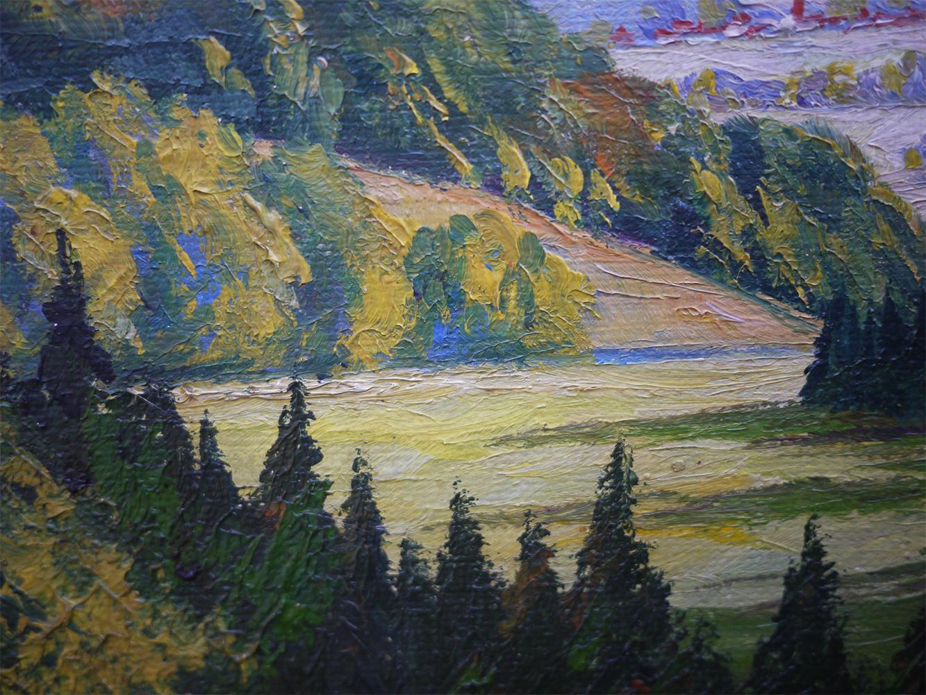 Hilly Landscape Nature Painting Italian Oil on Canvas 1930 For Sale 4