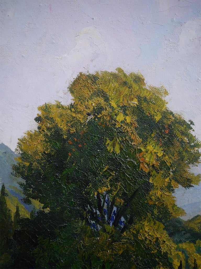 Hilly Landscape Nature Painting Italian Oil on Canvas 1930 In Good Condition For Sale In Albignasego, IT