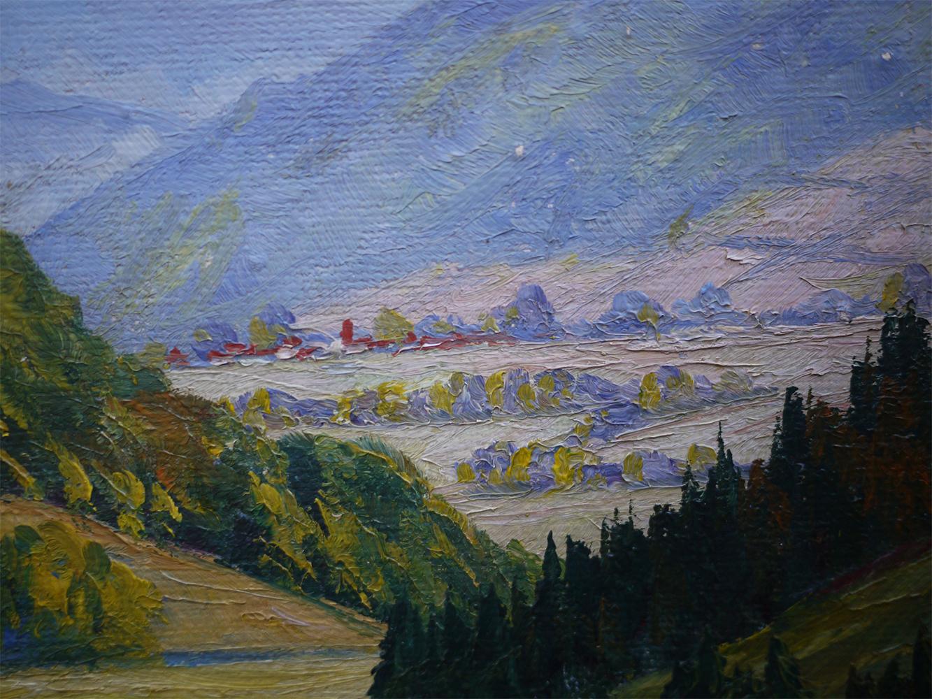 Oiled Hilly Landscape Nature Painting Italian Oil on Canvas 1930 For Sale