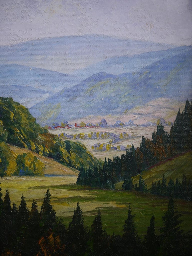 Other Hilly Landscape Nature Painting Italian Oil on Canvas 1930 For Sale