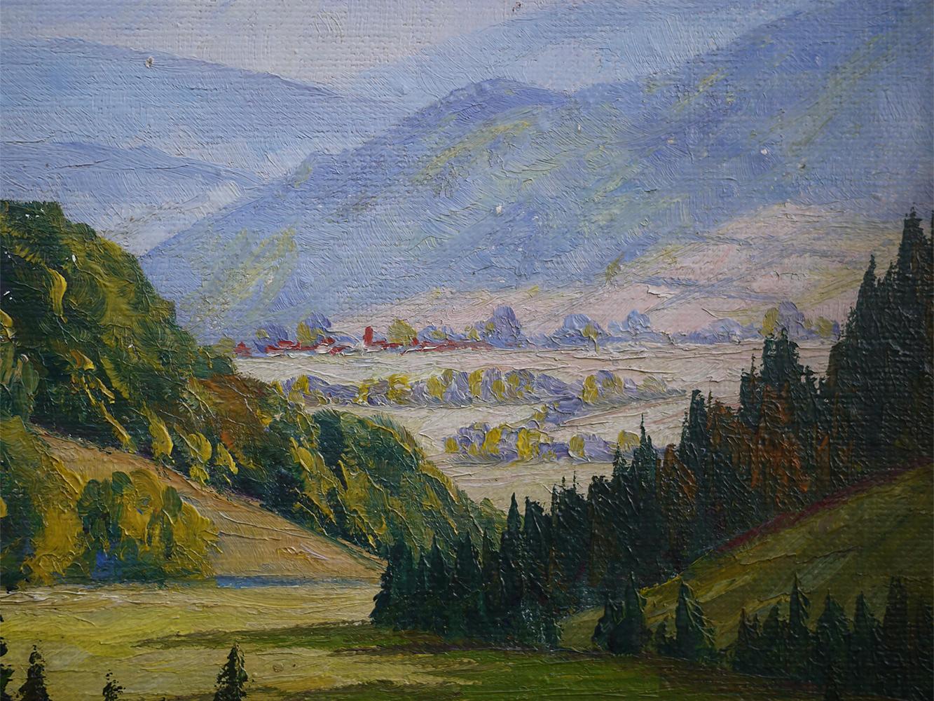 Mid-20th Century Hilly Landscape Nature Painting Italian Oil on Canvas 1930 For Sale