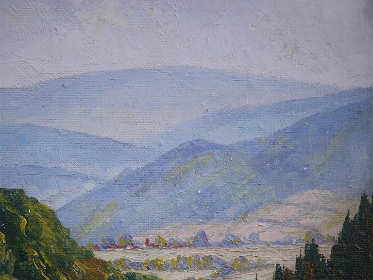 Hilly Landscape Nature Painting Italian Oil on Canvas 1930 For Sale 2