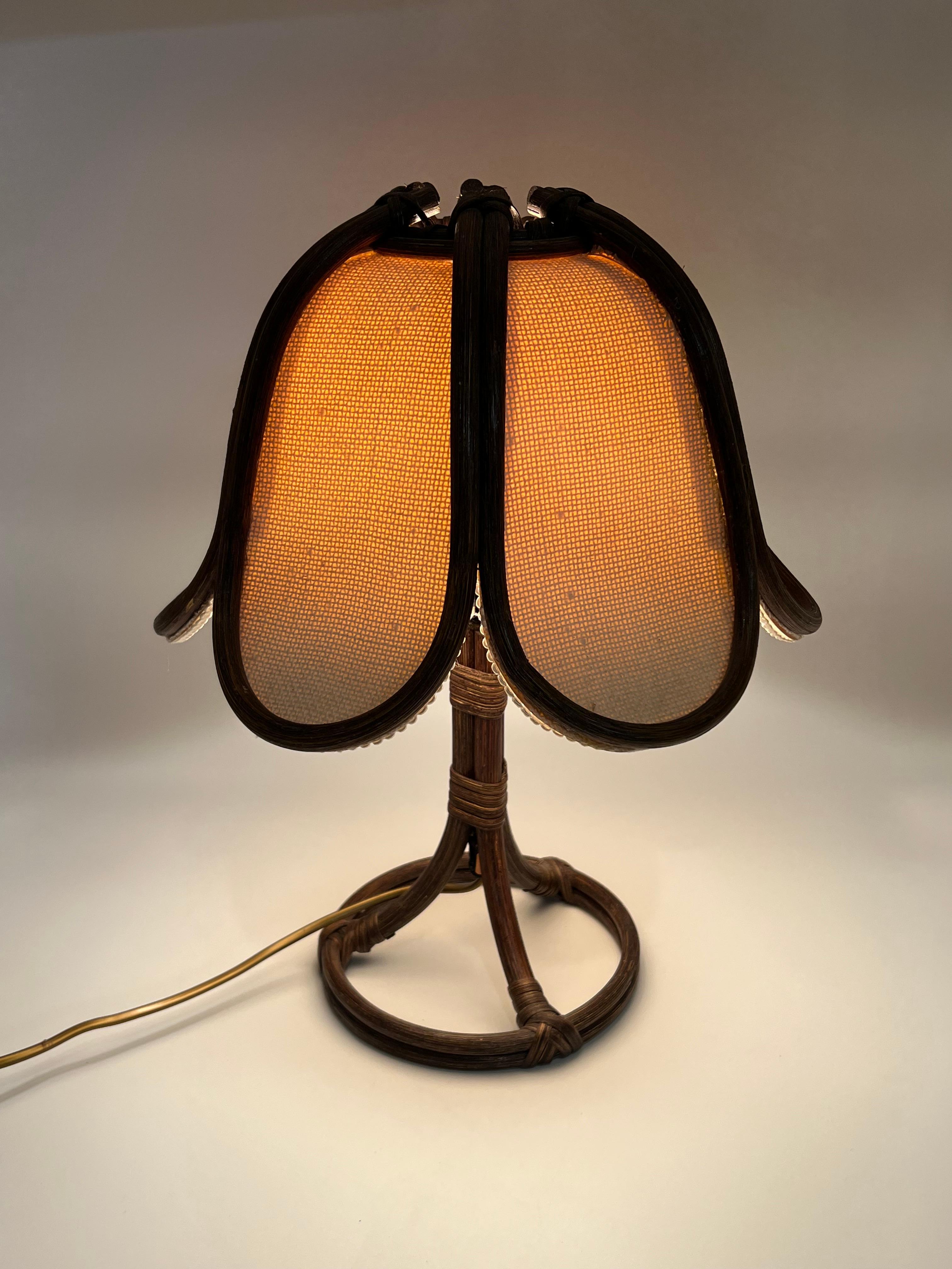 Scandinavian Modern Nature Rattan Table Lamp, 1970s, Norway Design For Sale