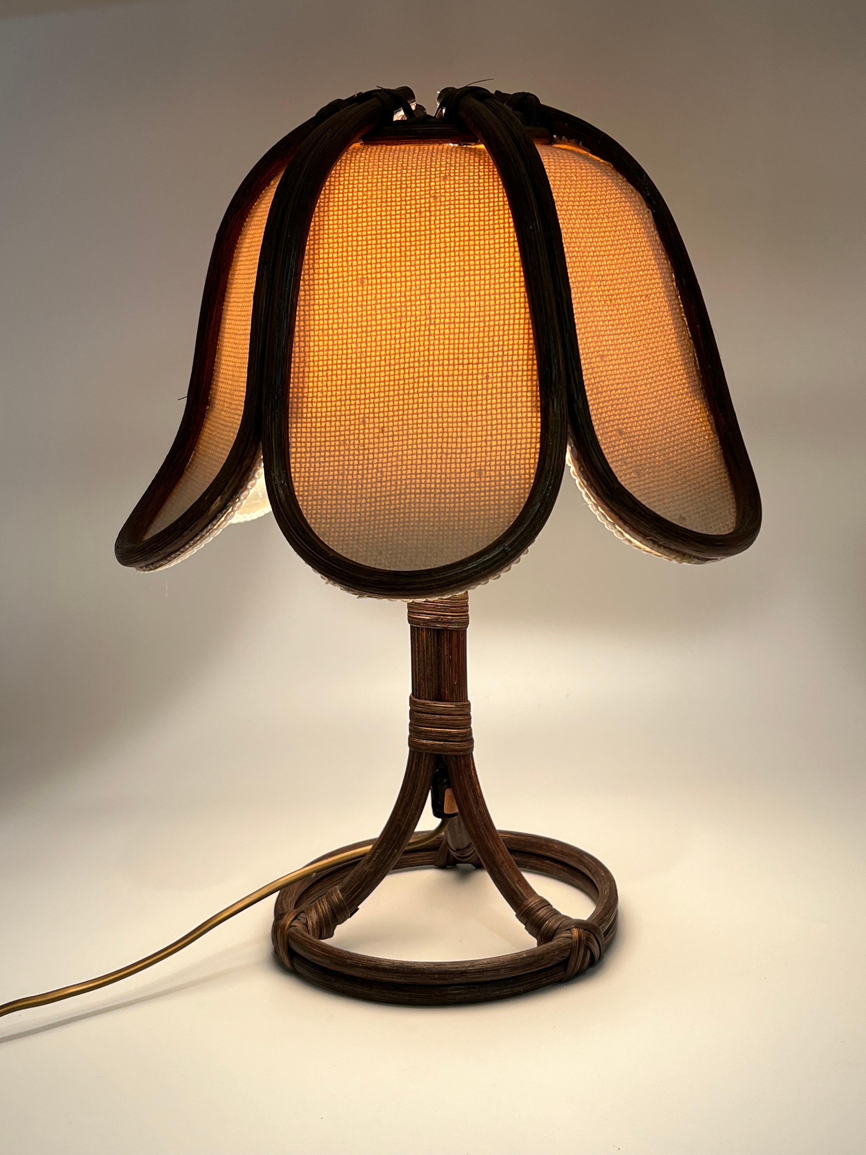 20th Century Nature Rattan Table Lamp, 1970s, Norway Design For Sale