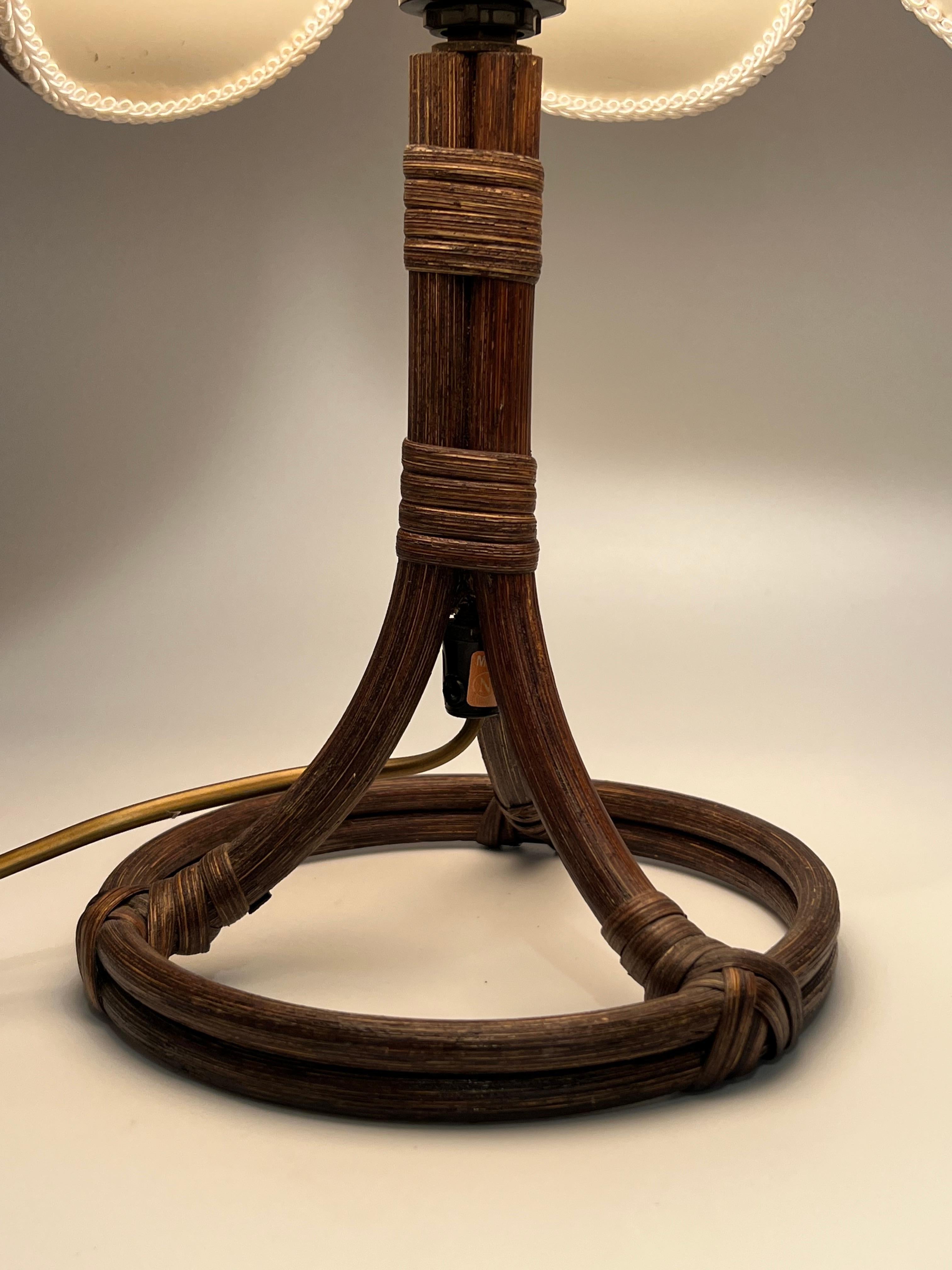 Textile Nature Rattan Table Lamp, 1970s, Norway Design For Sale