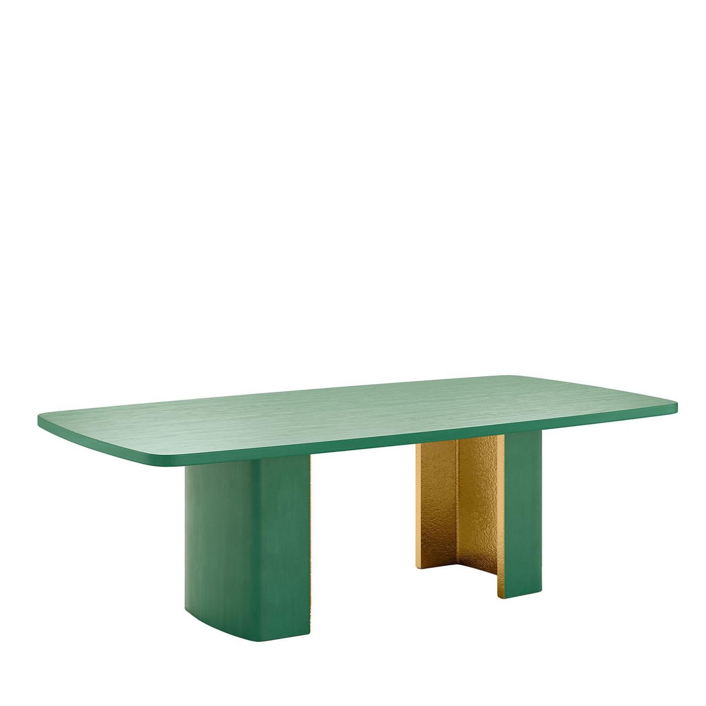 Nature Rectangular Green and Golden Wooden Dining Table For Sale at 1stDibs