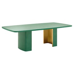 Nature Rectangular Green & Golden Wooden Dining Table