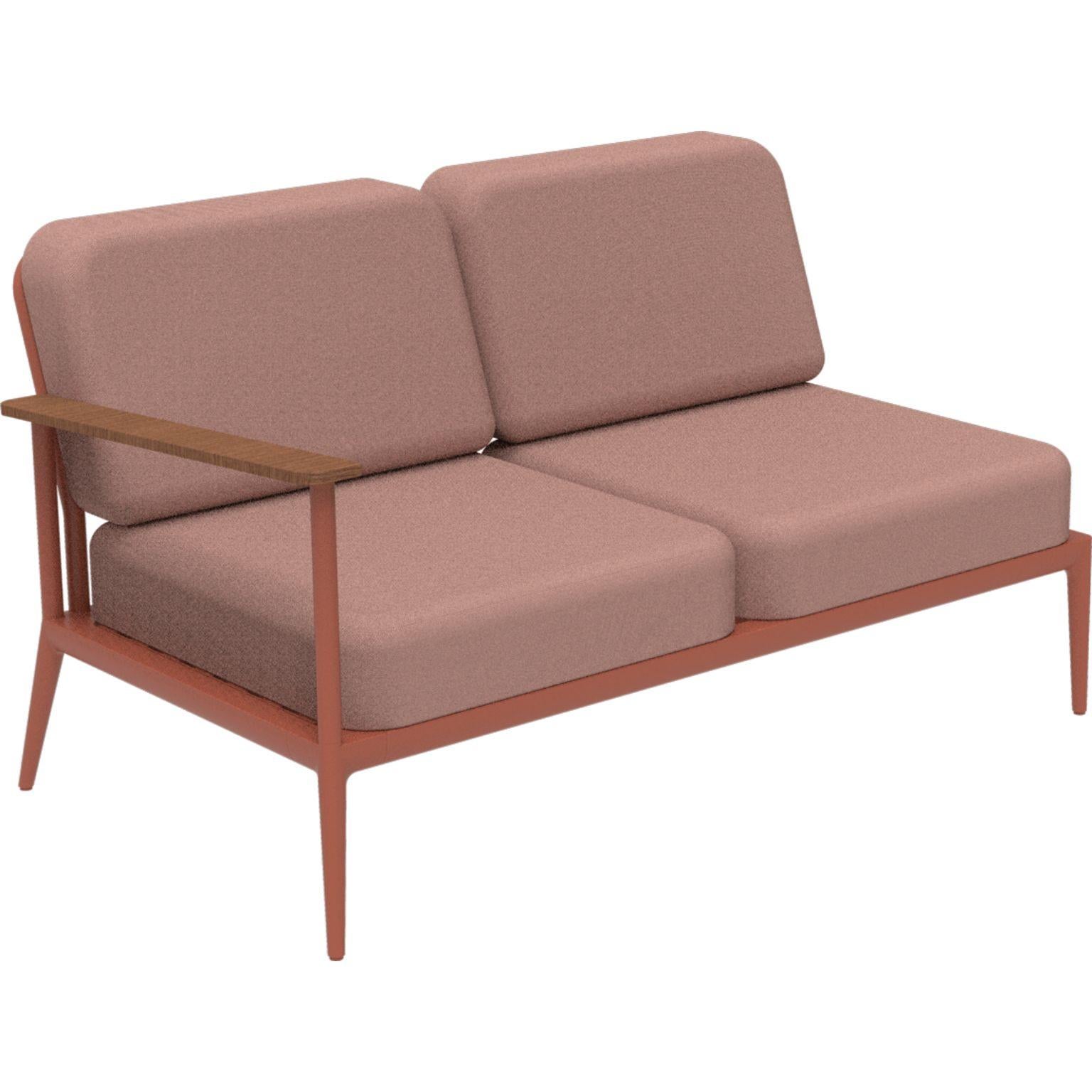 Nature Salmon Double Right modular sofa by MOWEE
Dimensions: D85 x W144 x H81 cm (seat height 42 cm).
Material: Aluminum, upholstery and Iroko Wood.
Weight: 29 kg.
Also available in different colors and finishes.

An unmistakable collection