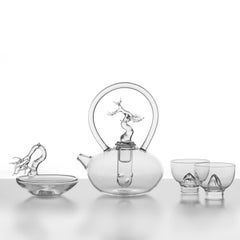 Zeitgenössisches mundgeblasenes Glas "Nature Tea Set" von Simone Crestani