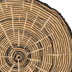 Nature‑Inspired Round Wool Rug — The Tree Calendar by Sergio Mannino, Beige