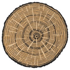 Nature‑Inspired Round Wool Rug — The Tree Calendar by Sergio Mannino, Beige