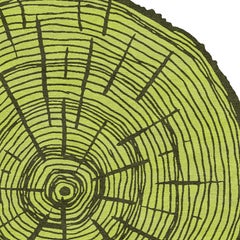 Nature‑Inspired Round Wool Rug — The Tree Calendar by Sergio Mannino, Green