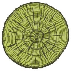 Nature‑Inspired Round Wool Rug — The Tree Calendar by Sergio Mannino, Green