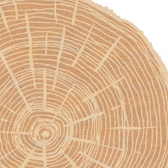 Nature‑Inspired Round Wool Rug The Tree Calendar in Light Beige Tones
