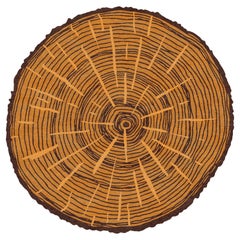 Nature‑Inspired Round Wool Rug — The Tree Calendar Orange-Beige Tones