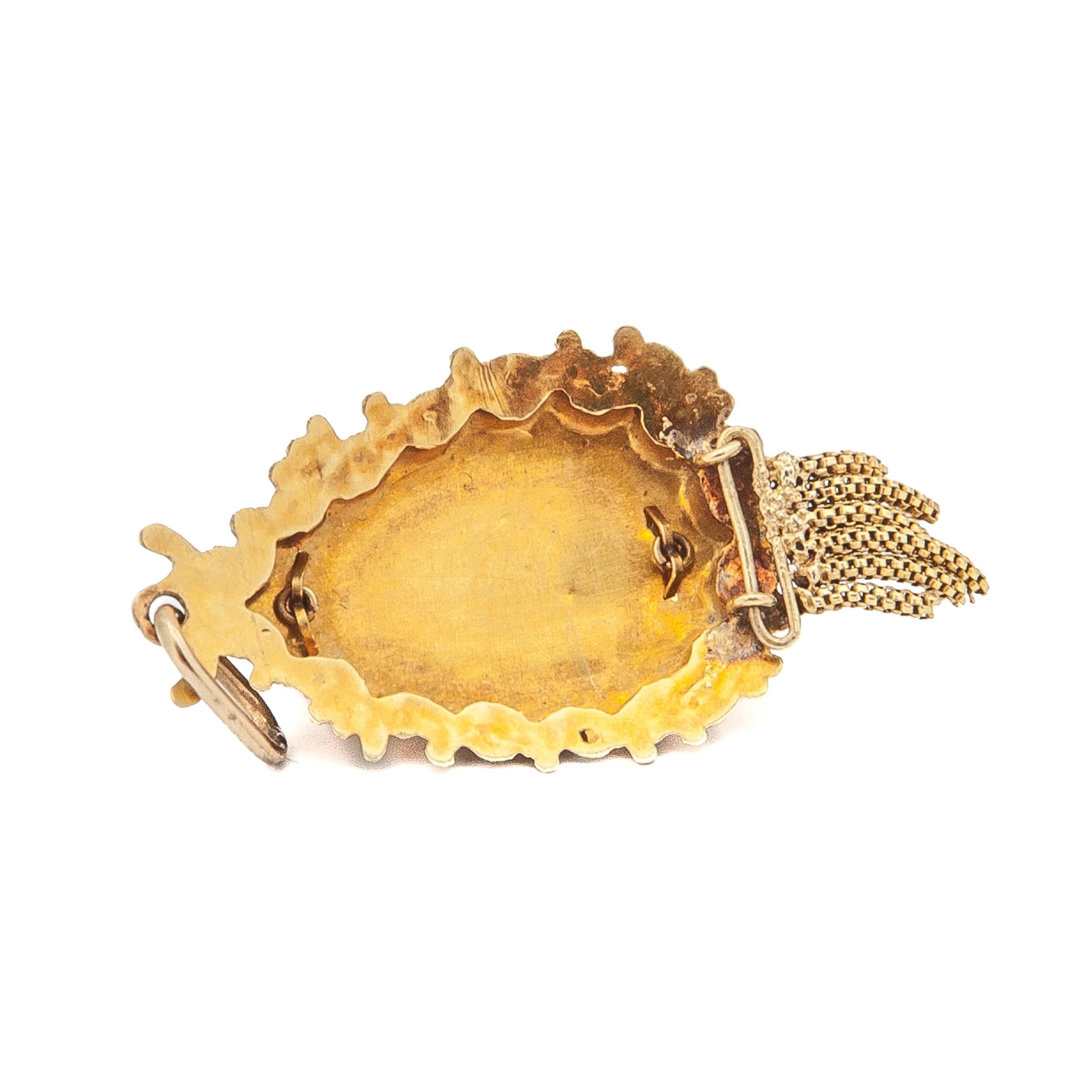 Vintage 14 Karat Gold Coral Cannetille Tassel Pendant 5