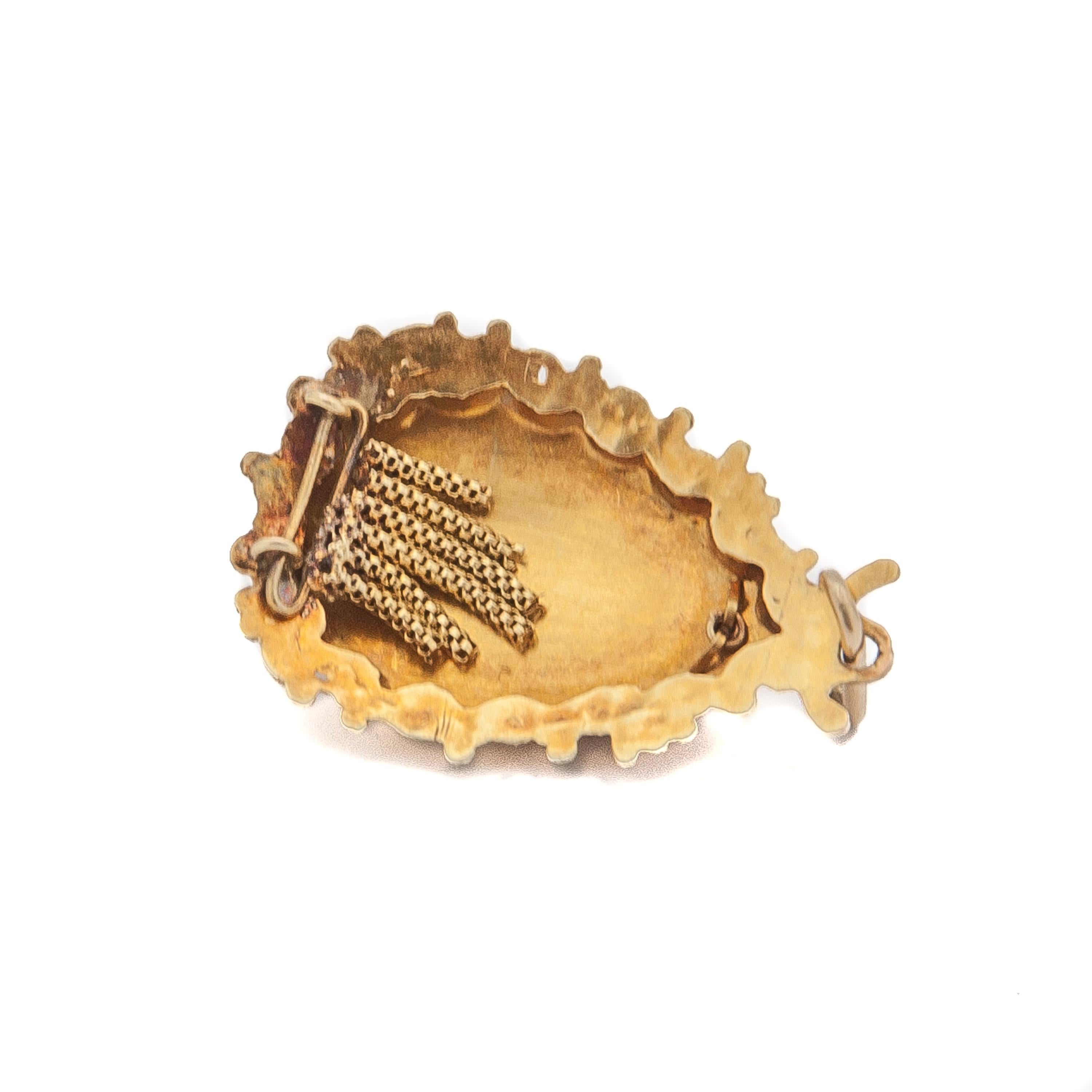 Vintage 14 Karat Gold Coral Cannetille Tassel Pendant 6
