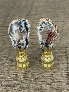 Natures Beauty Agate Geode Pair Lamp Finials