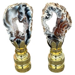 Natures Beauty Agate Geode Pair Lamp Finials