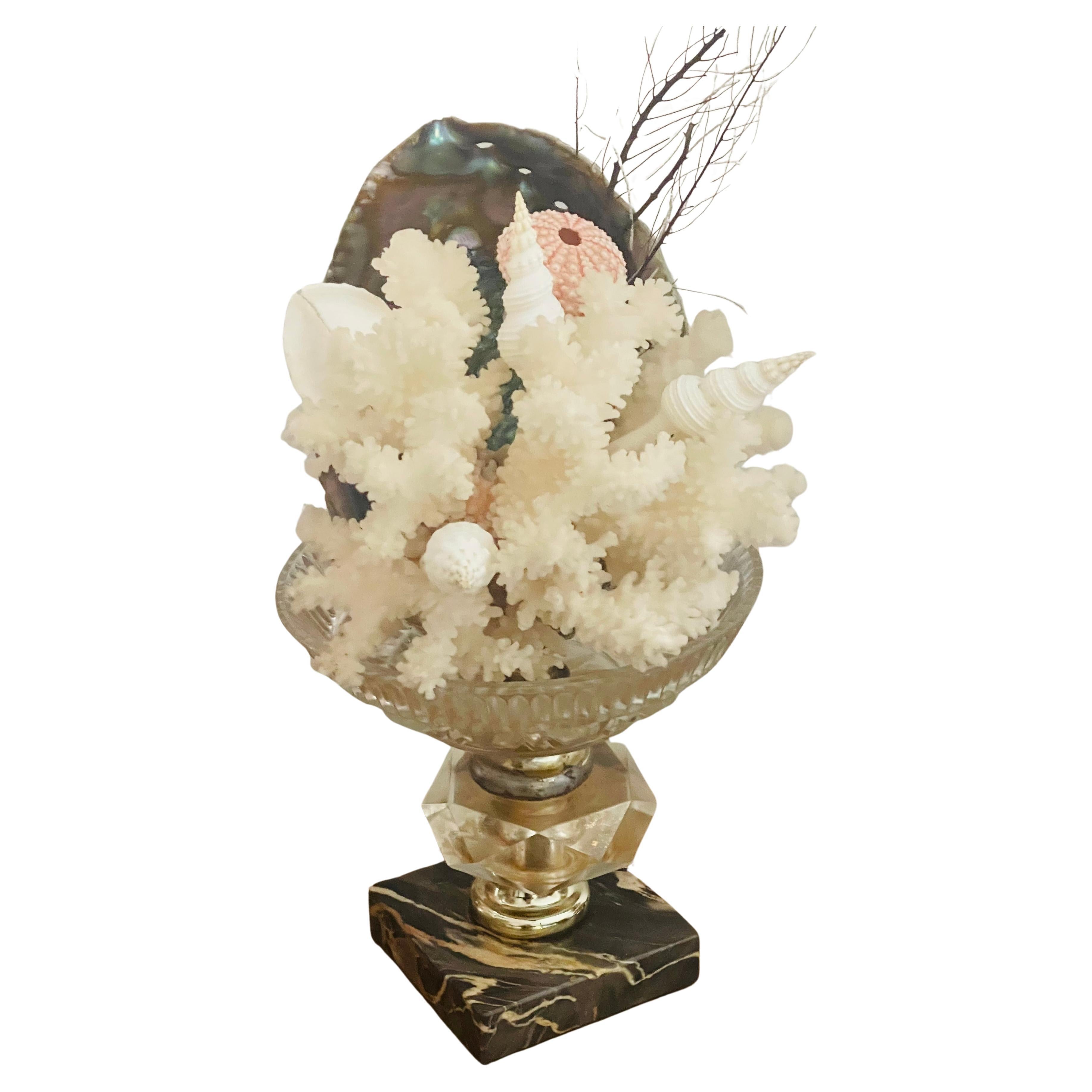 Natures Beauty Sea Coral, Abalone Shell on Antique Epergne