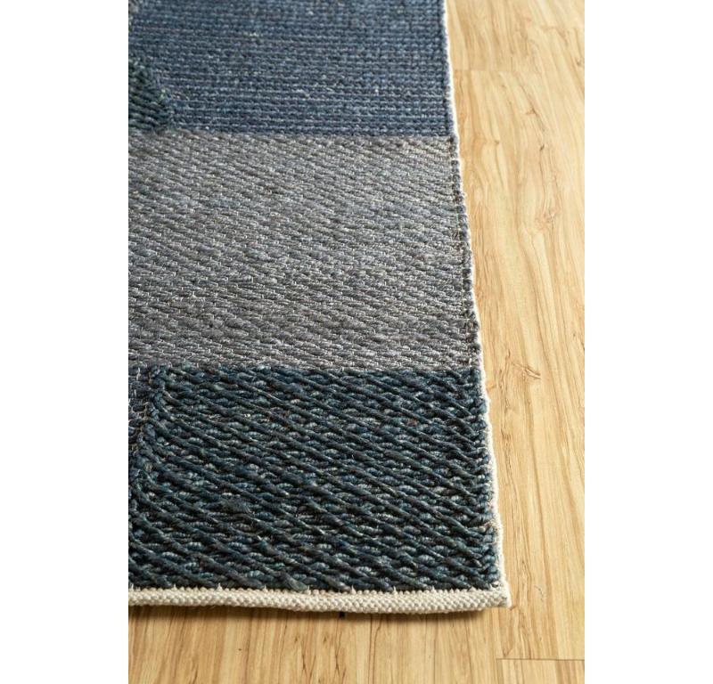 Modern Nature's Canvas Navy & Deep Blue 150x240 cm Flatweave Rug For Sale