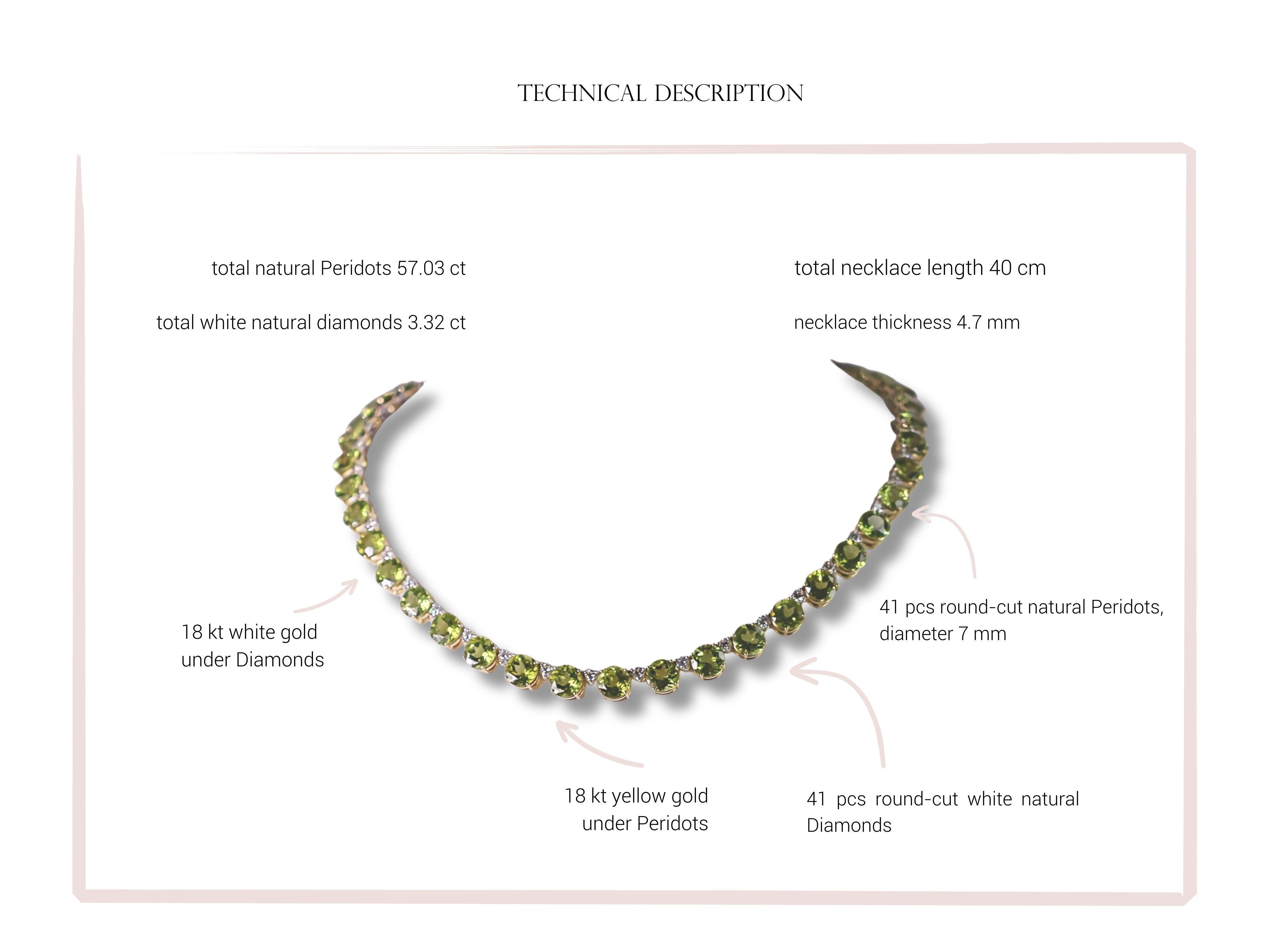 Nature's Palette: Elegant Necklace with White Diamonds and Peridot Greens For Sale 1