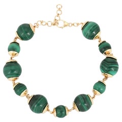 Nature’s Rhythm 14K (or 18k upon request) Gold Malachite Round Bead Bracelet