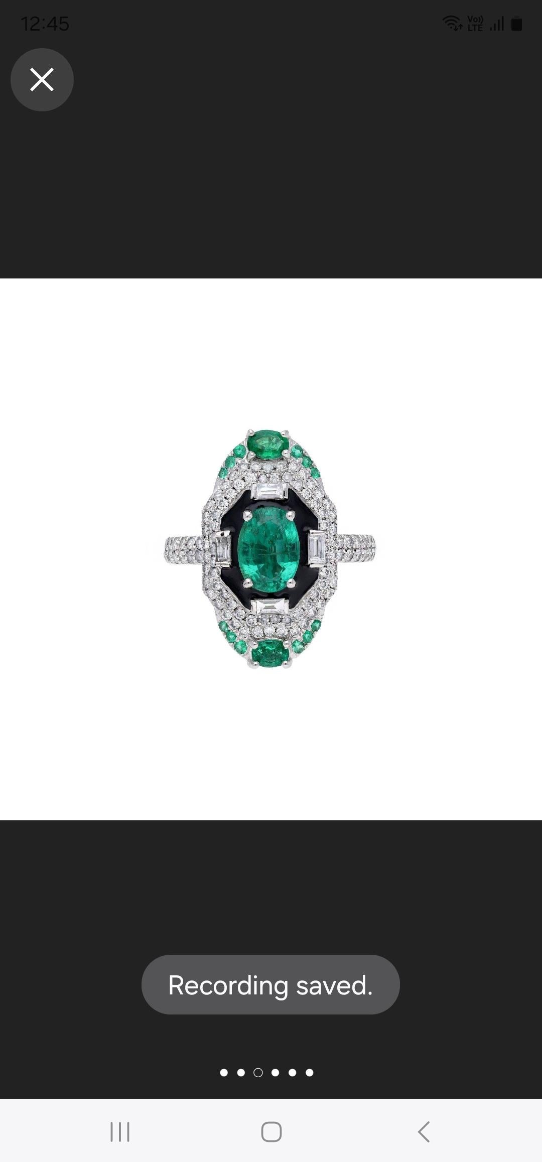 Women's or Men's Natural emerald and diamond ring in 18k gold