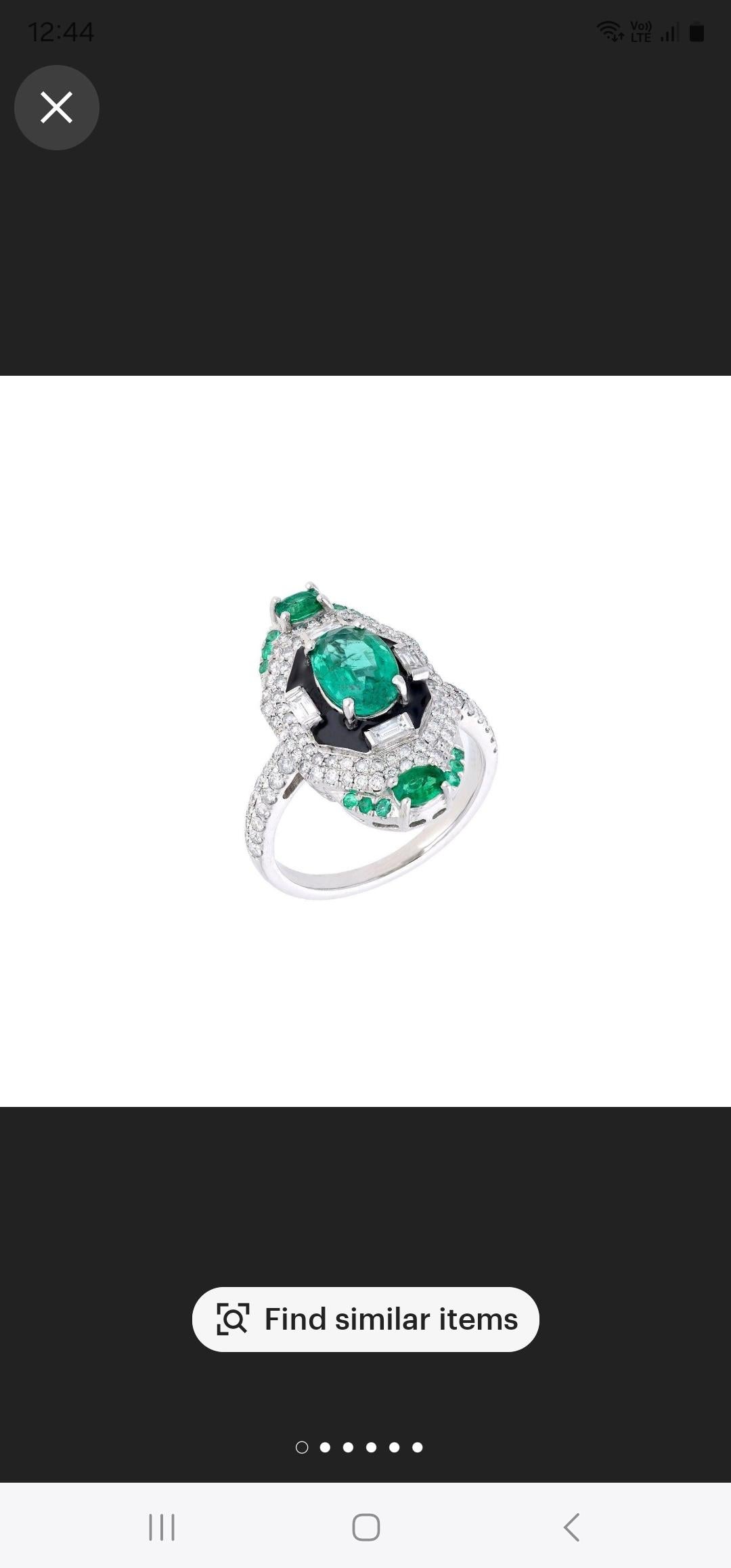 Natural emerald and diamond ring in 18k gold 1