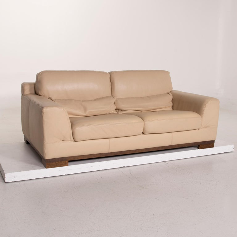 Natuzzi 2085 Leather Sofa Beige TwoSeat For Sale at 1stDibs