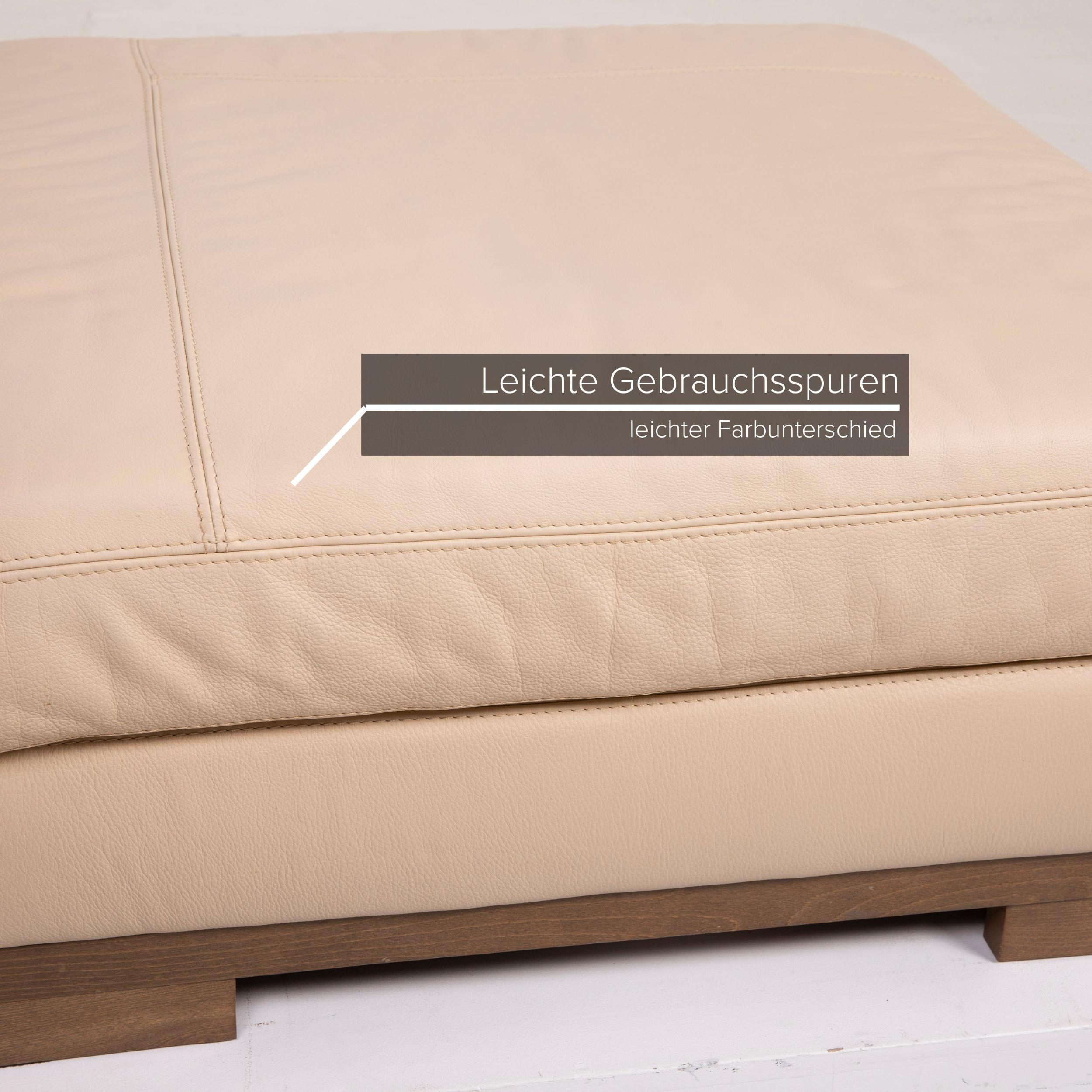 Italian Natuzzi 2085 Leather Sofa Set Beige Two-Seat Ottoman For Sale