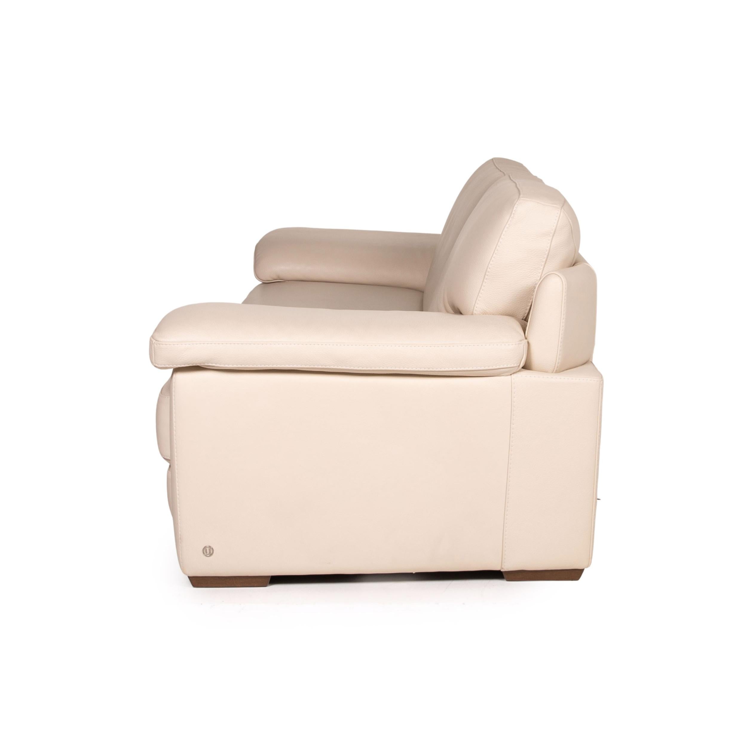 Natuzzi 2198 Leather Sofa Cream Three-Seater Couch 1