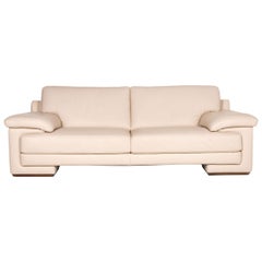 Natuzzi 2198 Leather Sofa Cream Three-Seater Couch