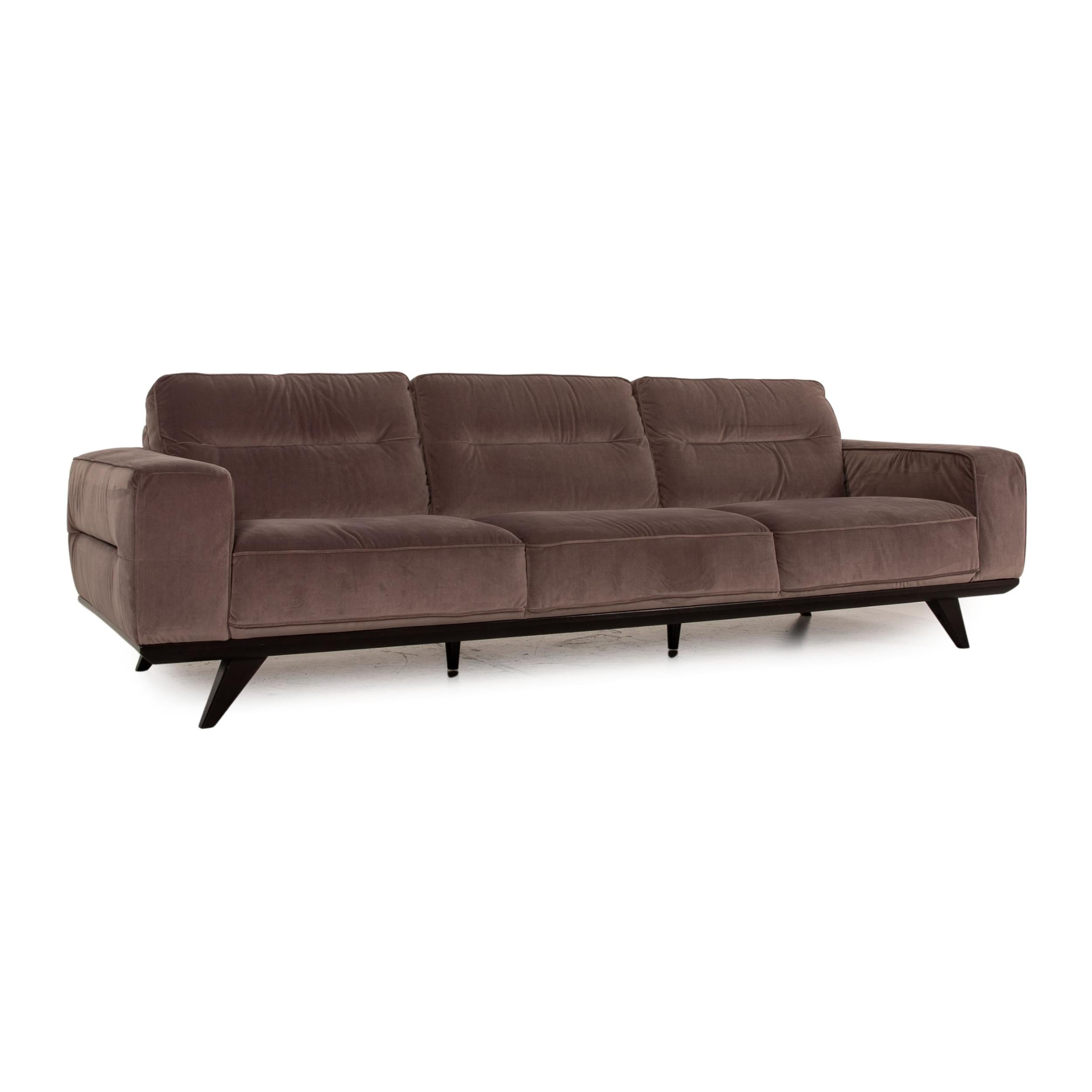 Italian Natuzzi Audacia Fabric Sofa Brown Three-Seater Couch