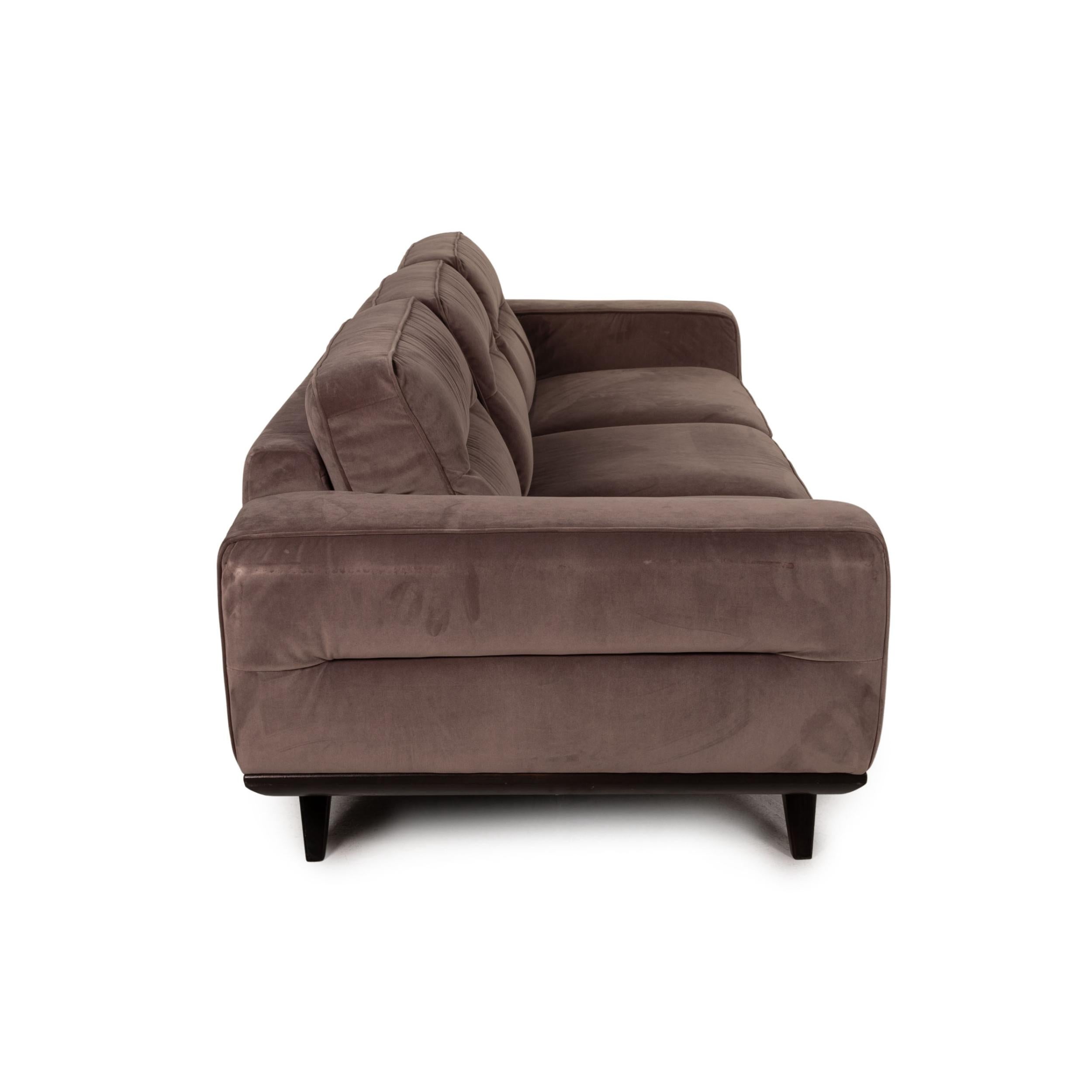 Natuzzi Audacia Fabric Sofa Brown Three-Seater Couch In Excellent Condition In Cologne, DE