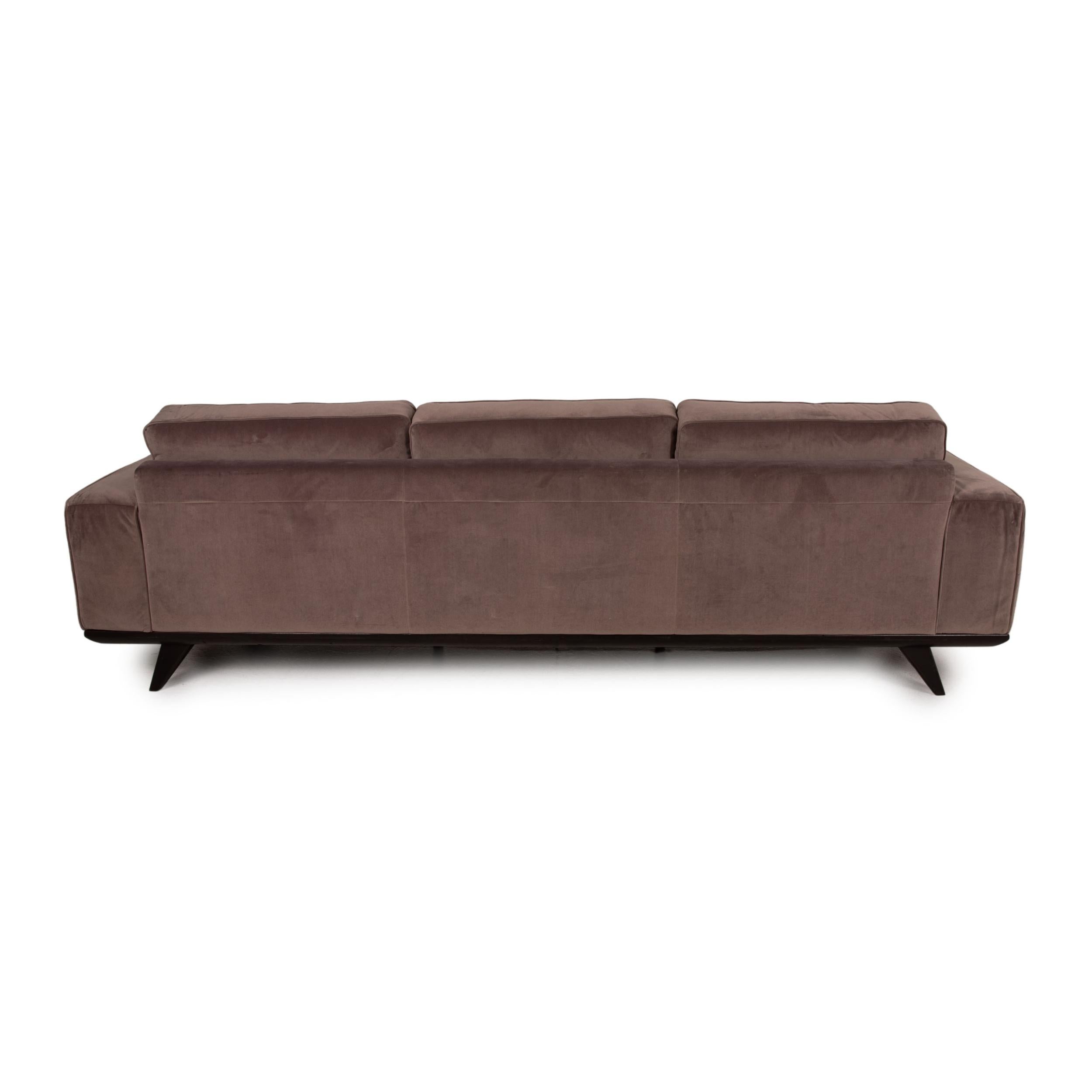 Contemporary Natuzzi Audacia Fabric Sofa Brown Three-Seater Couch
