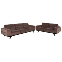 Natuzzi Audacia Fabric Sofa Set Brown 1x Three-Seater 1x Two-Seater Couch