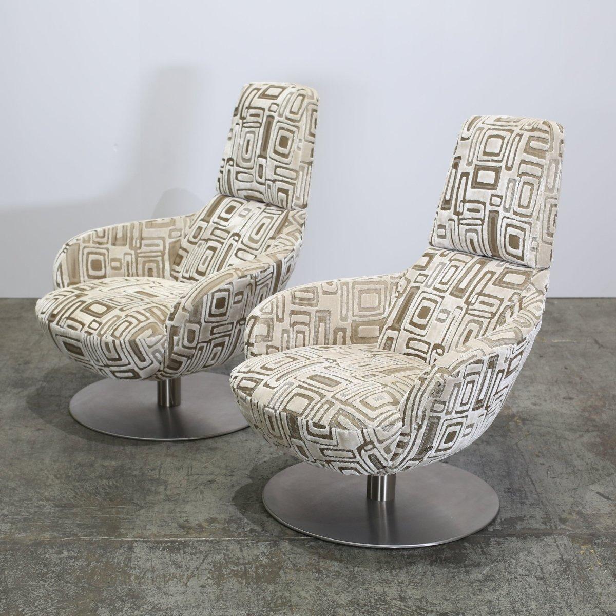 Fabric Natuzzi Bond Armchairs, Set of Two For Sale